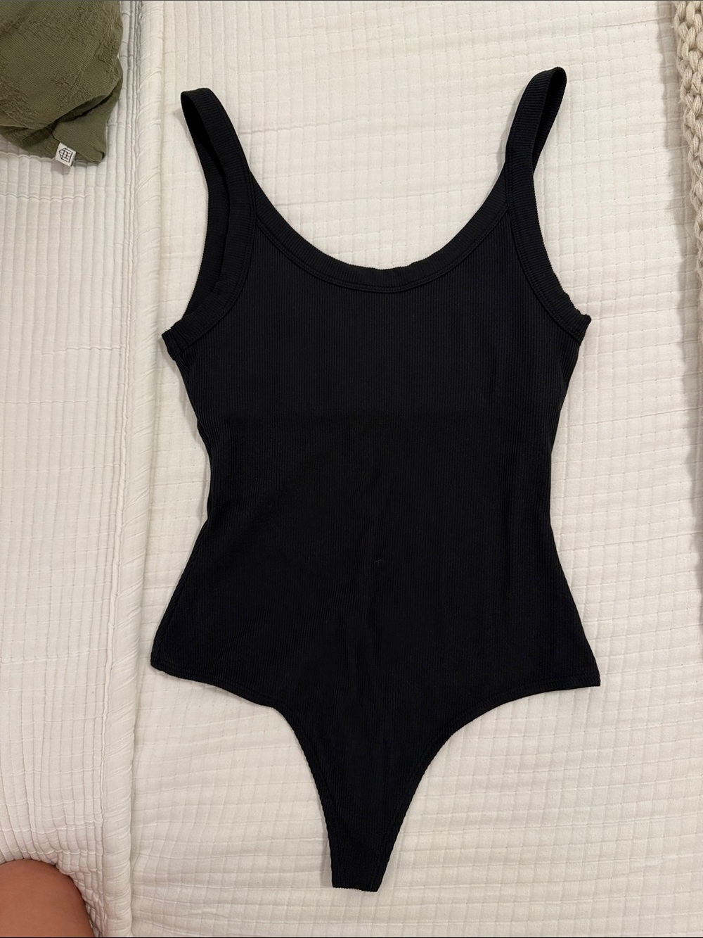 Girlfriend Collective Black Ribbed Tank Bodysuit